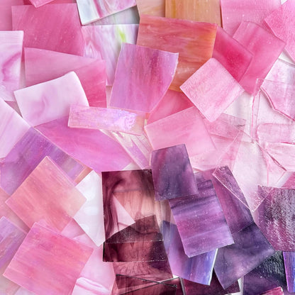 2.2lb Pink Stained Glass Scraps, Irregular Stained Glass Sheets for Crafts, Mosaic Tiles Pieces for Mosaic Making Projects and Home Decor