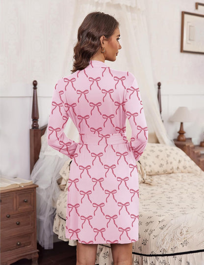 Women's Robe Soft Lightweight 3/4 Sleeve Knit Bathrobe with Pockets