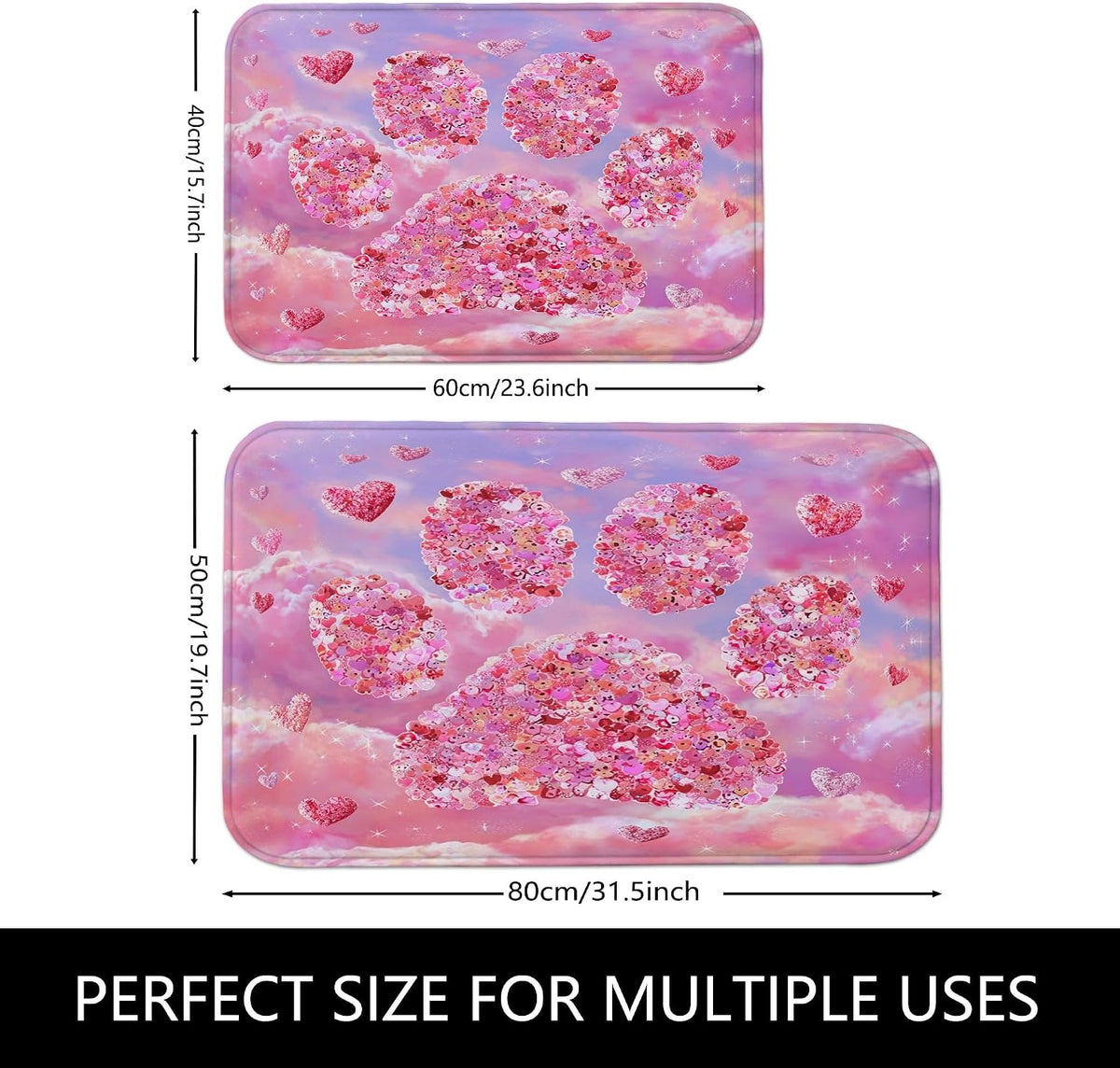 Romantic Floral Quick Dry Bath Mat, Artistic Peach Flower Paw Print Absorbent Non Slip Shower Mat, Spring Decorative Washable Bath Rugs for Bathroom Toilet Restroom 16x24 Inch