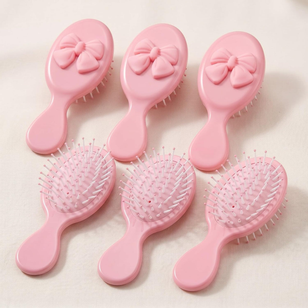 6 Pcs Mini Wet Hair Brush Party Favors for Women Teens Girls, Small Hair Brush for Pockets, Bachelorette Party Favors, Bridesmaid Gift, Spa Supplies, Travel Mini Hairbrush(Pink)