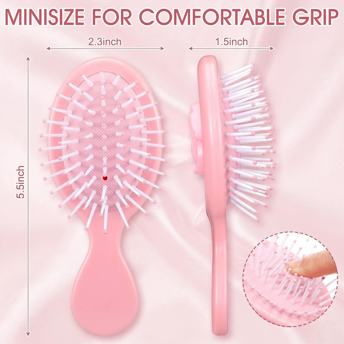 6 Pcs Mini Wet Hair Brush Party Favors for Women Teens Girls, Small Hair Brush for Pockets, Bachelorette Party Favors, Bridesmaid Gift, Spa Supplies, Travel Mini Hairbrush(Pink)