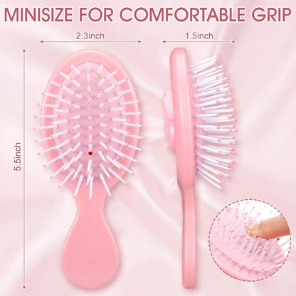 6 Pcs Mini Wet Hair Brush Party Favors for Women Teens Girls, Small Hair Brush for Pockets, Bachelorette Party Favors, Bridesmaid Gift, Spa Supplies, Travel Mini Hairbrush(Pink)
