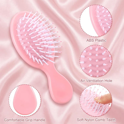6 Pcs Mini Wet Hair Brush Party Favors for Women Teens Girls, Small Hair Brush for Pockets, Bachelorette Party Favors, Bridesmaid Gift, Spa Supplies, Travel Mini Hairbrush(Pink)