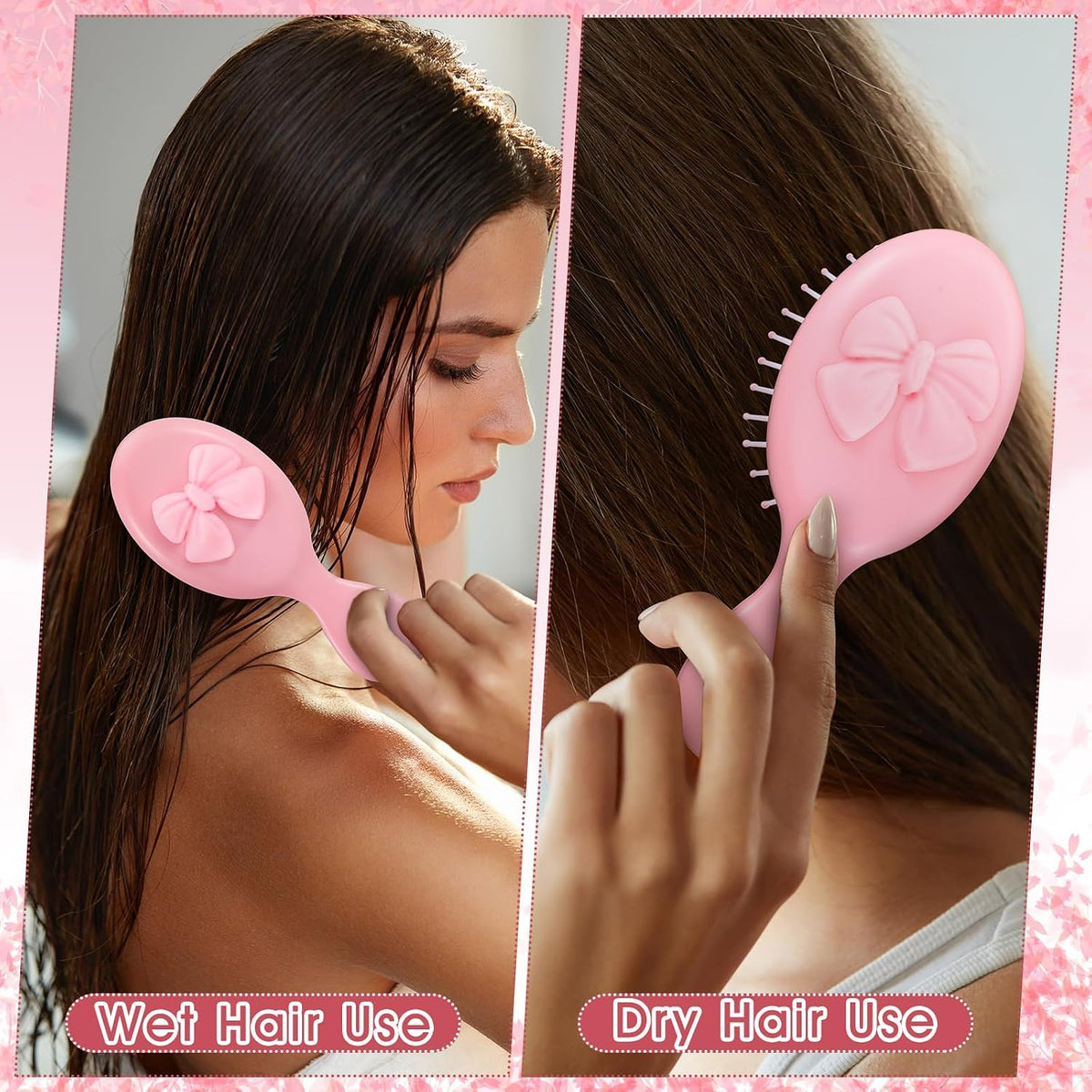 6 Pcs Mini Wet Hair Brush Party Favors for Women Teens Girls, Small Hair Brush for Pockets, Bachelorette Party Favors, Bridesmaid Gift, Spa Supplies, Travel Mini Hairbrush(Pink)