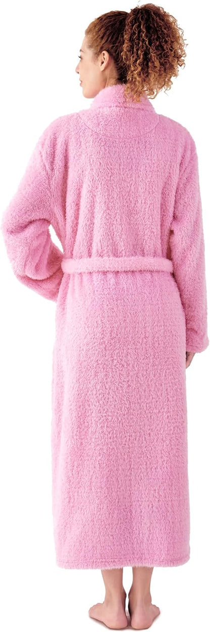 Robes for Women – Premium Plush Fleece Long Bathrobe for Women with Shawl Collar, Soft Warm Womens Robe