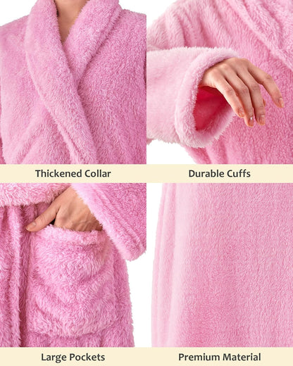 Robes for Women – Premium Plush Fleece Long Bathrobe for Women with Shawl Collar, Soft Warm Womens Robe