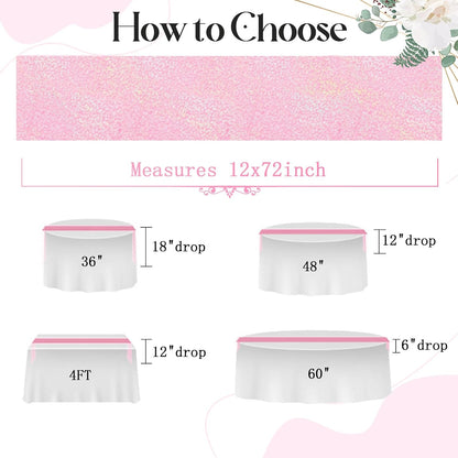 2 Pack Light Pink Sequin Table Runner 12" x 72"