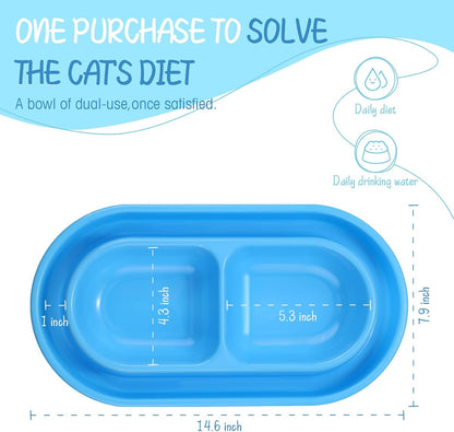 3 Pieces Anti Ant Food Bowl Cat Dog 35oz Plastic Double Pet Food Water Bowls No Spill Feeding Kitten Dish Outdoor Cat Feeder for Small and Medium Dog Eating Drinking(Blue, Pink, Gray)