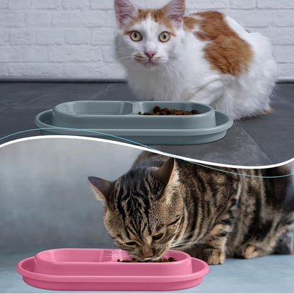 3 Pieces Anti Ant Food Bowl Cat Dog 35oz Plastic Double Pet Food Water Bowls No Spill Feeding Kitten Dish Outdoor Cat Feeder for Small and Medium Dog Eating Drinking(Blue, Pink, Gray)