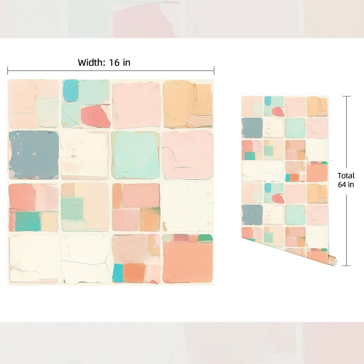Pastel Abstract Peel and Stick Wallpaper Mint Colored Modern Contact Paper Self Adhesive Removable Wallpaper for Bathroom Shelf Cabinet Drawers Countertops 16 x 64inches