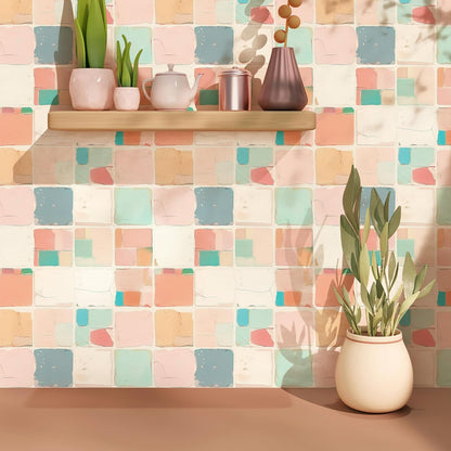 Pastel Abstract Peel and Stick Wallpaper Mint Colored Modern Contact Paper Self Adhesive Removable Wallpaper for Bathroom Shelf Cabinet Drawers Countertops 16 x 64inches