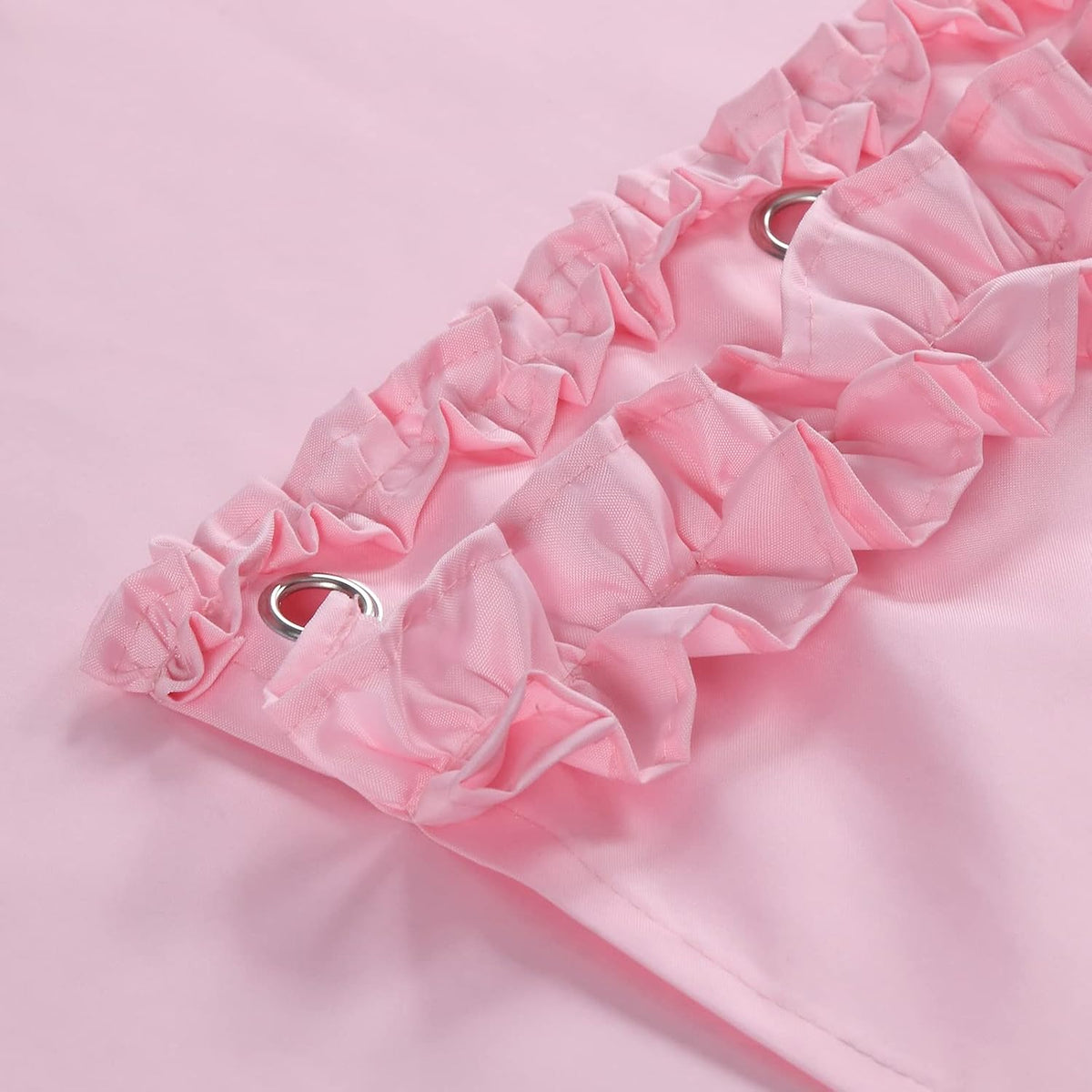 Ruffle Shower Curtain, Pink Long Stall Fabric Shower Curtain with Handmade Ruffles, Farmhouse Chic Bath Small Curtains, 54" W x 78" H