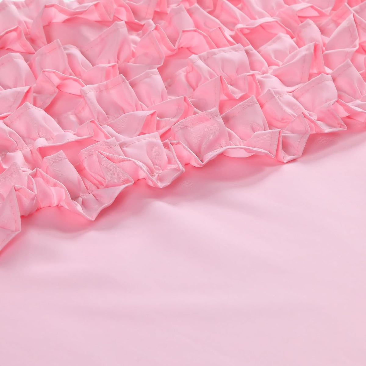 Ruffle Shower Curtain, Pink Long Stall Fabric Shower Curtain with Handmade Ruffles, Farmhouse Chic Bath Small Curtains, 54" W x 78" H