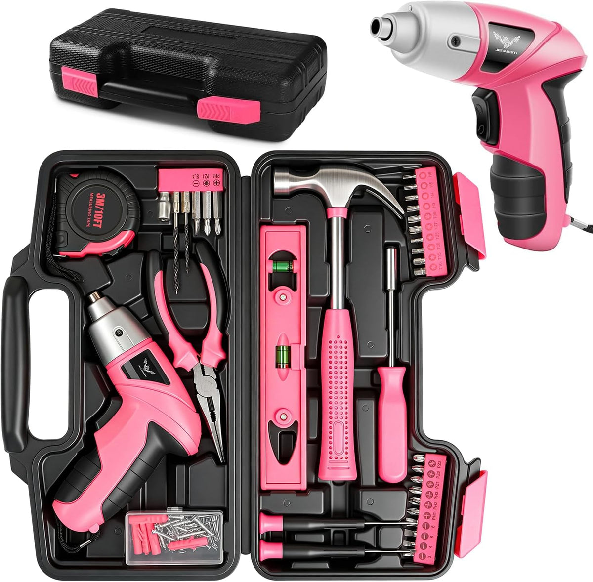 Pink 3.6V USB Cordless Electric Screwdriver & Household Tool Kit