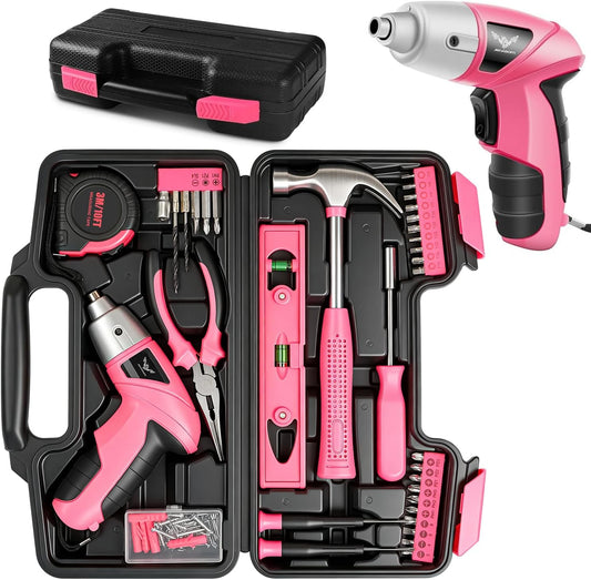 Pink 3.6V USB Cordless Electric Screwdriver & Household Tool Kit