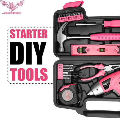 Pink 3.6V USB Cordless Electric Screwdriver & Household Tool Kit