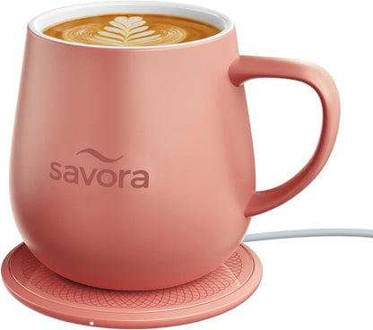 12oz IntelliHeat™ Coffee Mug | Barista’s Choice | Exclusive Wireless SmartSense Pad | Maintains Perfect 135°F | Hand-Crafted Ceramic Mug & Lid | Great for Tea Drinkers | Backed for Life - Pink
