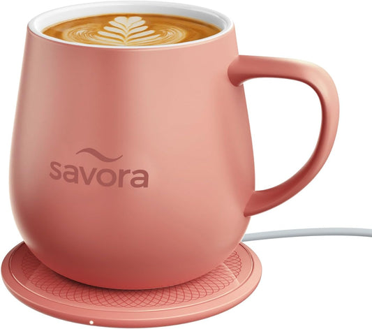 12oz IntelliHeat™ Coffee Mug | Barista’s Choice | Exclusive Wireless SmartSense Pad | Maintains Perfect 135°F | Hand-Crafted Ceramic Mug & Lid | Great for Tea Drinkers | Backed for Life - Pink