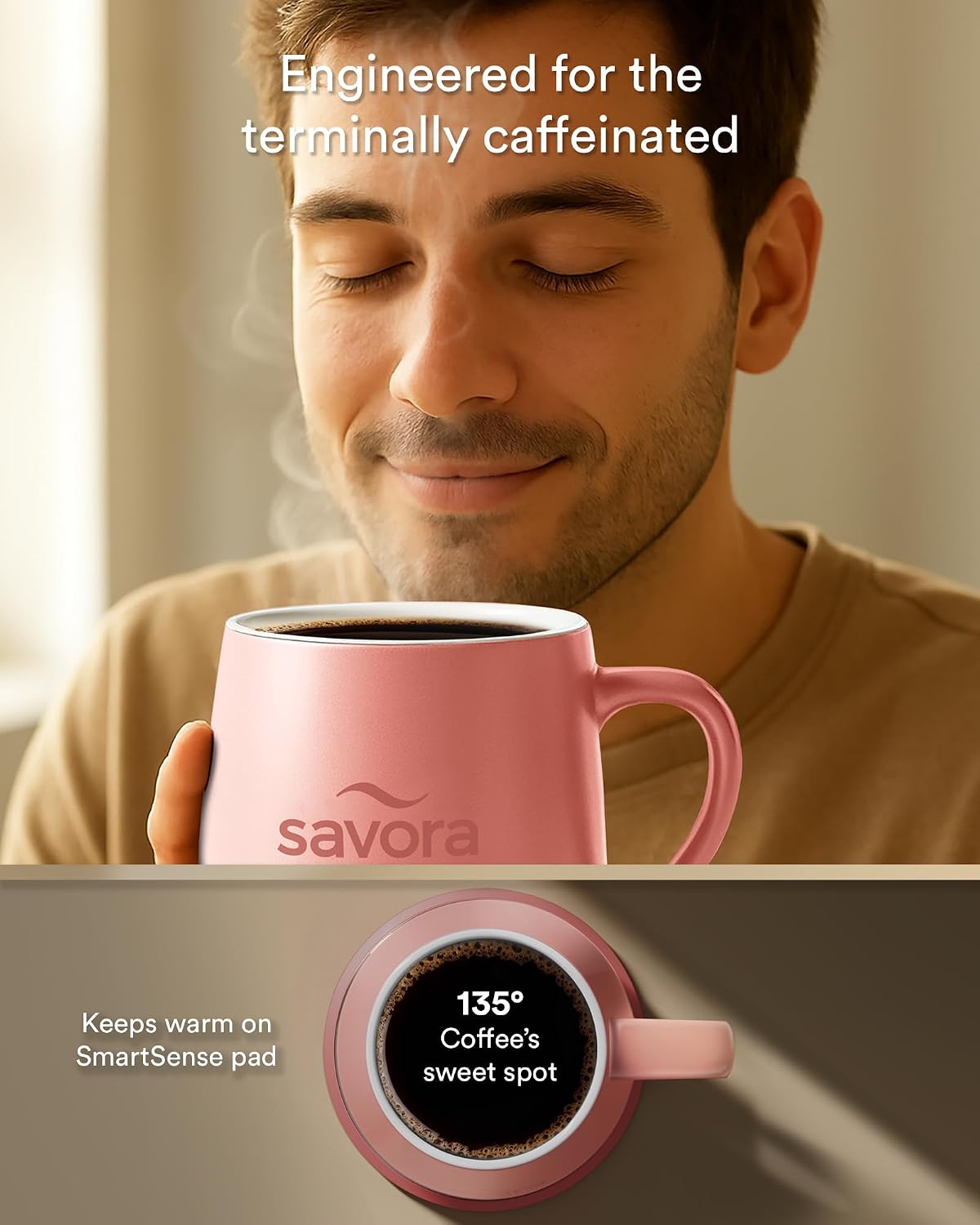 12oz IntelliHeat™ Coffee Mug | Barista’s Choice | Exclusive Wireless SmartSense Pad | Maintains Perfect 135°F | Hand-Crafted Ceramic Mug & Lid | Great for Tea Drinkers | Backed for Life - Pink