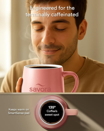 12oz IntelliHeat™ Coffee Mug | Barista’s Choice | Exclusive Wireless SmartSense Pad | Maintains Perfect 135°F | Hand-Crafted Ceramic Mug & Lid | Great for Tea Drinkers | Backed for Life - Pink