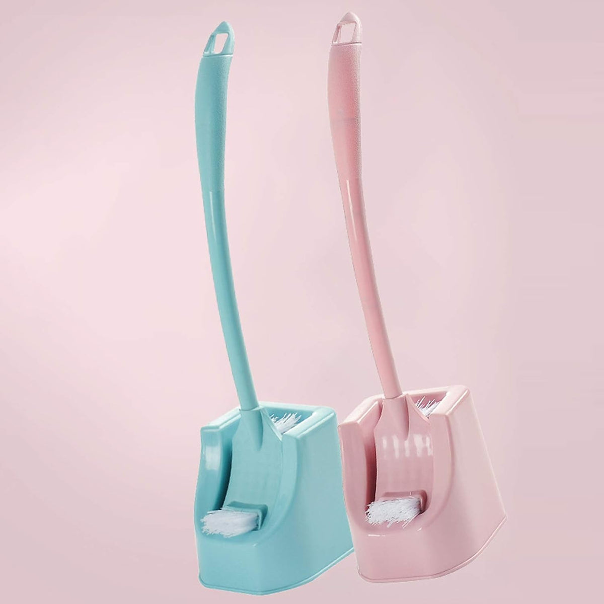 Toilet Brush Toilet Bowl Brushes with Holder Set,Long Handle Double-Sided Toilet Brush Bathroom Accessories Decontamination Tool Pink