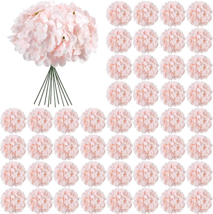 64Pcs Pink Hydrangea Artificial Flowers Bulk, Silk Hydrangeas