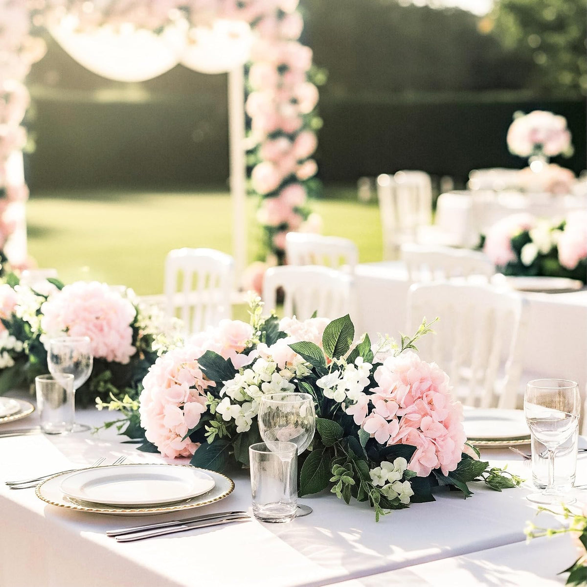64Pcs Pink Hydrangea Artificial Flowers Bulk, Silk Hydrangeas