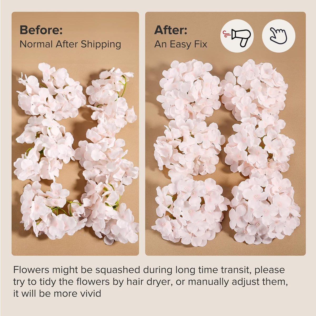 64Pcs Pink Hydrangea Artificial Flowers Bulk, Silk Hydrangeas