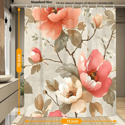 Peach Blossom Flower Shower Curtain 72x72 inch Cloth Shower Curtains for Bathroom Waterproof Curtains with 12 Hooks Modern Fabric Bath Curtain Cloth for Bathtub Home Decor Gift