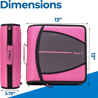 School Zipper Binder | 3" O-Rings | 600-Sheet | D-146 Light Pink