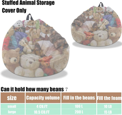 Stuffed Animal Storage Bean Bag Chair Cover (No Filler) Washable