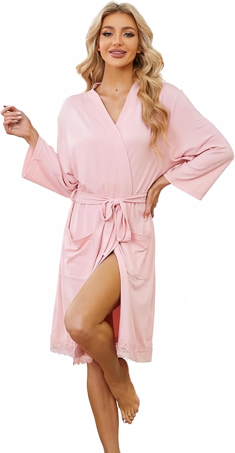 Short Robes for Womens Lightweight, Soft Womens Robe Spa Ladies Bathrobe 3/4 Sleeve