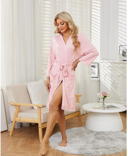 Short Robes for Womens Lightweight, Soft Womens Robe Spa Ladies Bathrobe 3/4 Sleeve