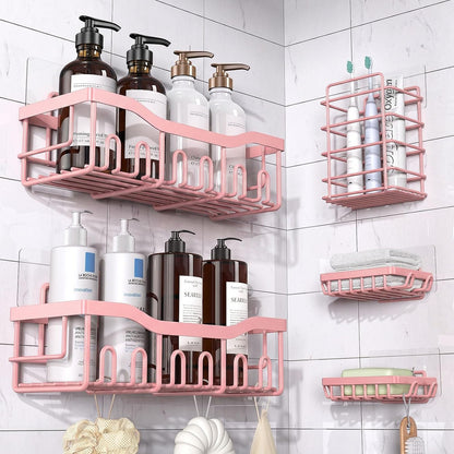 5-Pack Rustproof Stainless Steel Shower Caddy – No Drill Adhesive Bathroom Organizer with Large Capacity, Spacious Shower Shelves for Inside Shower, Kitchen & Home Decor Storage-XL Size