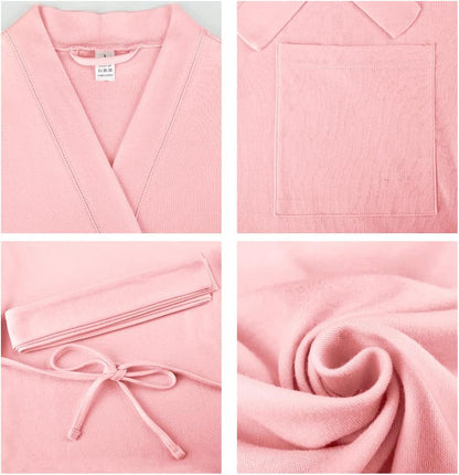Womens Robes, 100% Cotton Lightweight Robes 3/4 Sleeves Kimono Knit Soft Loungewear Short Bathrobe