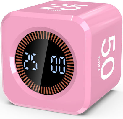 Digital Pomodoro Timer Cube 5/10/25/50min Preset, Silent & Sound Alarm