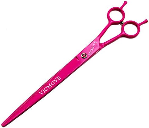 9" Professional Pet Dog Grooming Scissors Suit Cutting&Straight&Curved Shears Kit (9 Inch, Pink)