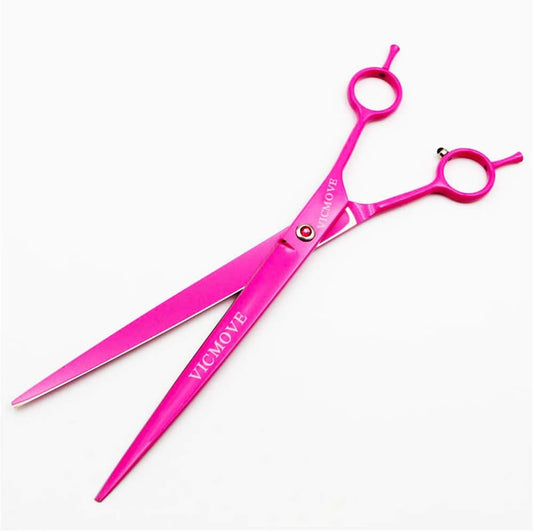 9" Professional Pet Dog Grooming Scissors Suit Cutting&Straight&Curved Shears Kit (9 Inch, Pink)