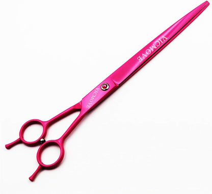9" Professional Pet Dog Grooming Scissors Suit Cutting&Straight&Curved Shears Kit (9 Inch, Pink)
