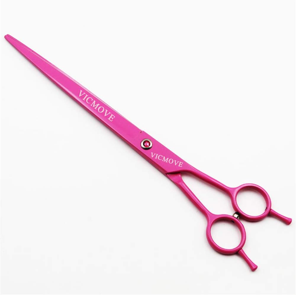 9" Professional Pet Dog Grooming Scissors Suit Cutting&Straight&Curved Shears Kit (9 Inch, Pink)