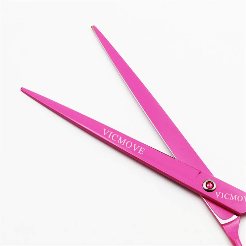 9" Professional Pet Dog Grooming Scissors Suit Cutting&Straight&Curved Shears Kit (9 Inch, Pink)