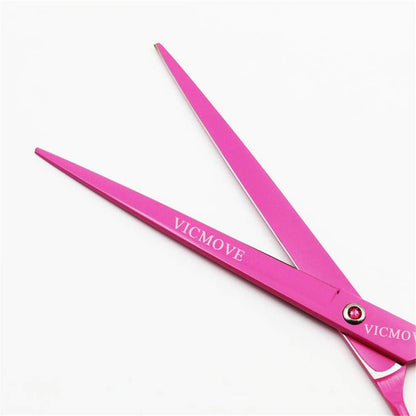9" Professional Pet Dog Grooming Scissors Suit Cutting&Straight&Curved Shears Kit (9 Inch, Pink)