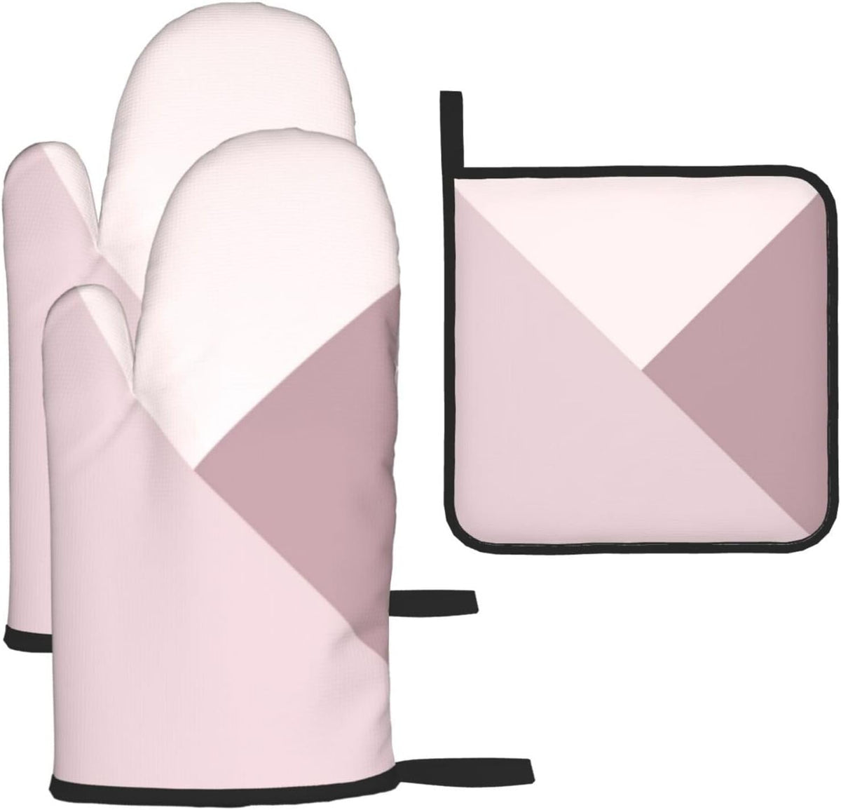 3 Pieces Oven Mitt and Pot Holder Sets, Light Lavender Dusty Rose Blush Pink Oven Mitts Set Heat Resistant Baking Gloves Kitchen Microwave for Cooking, BBQ