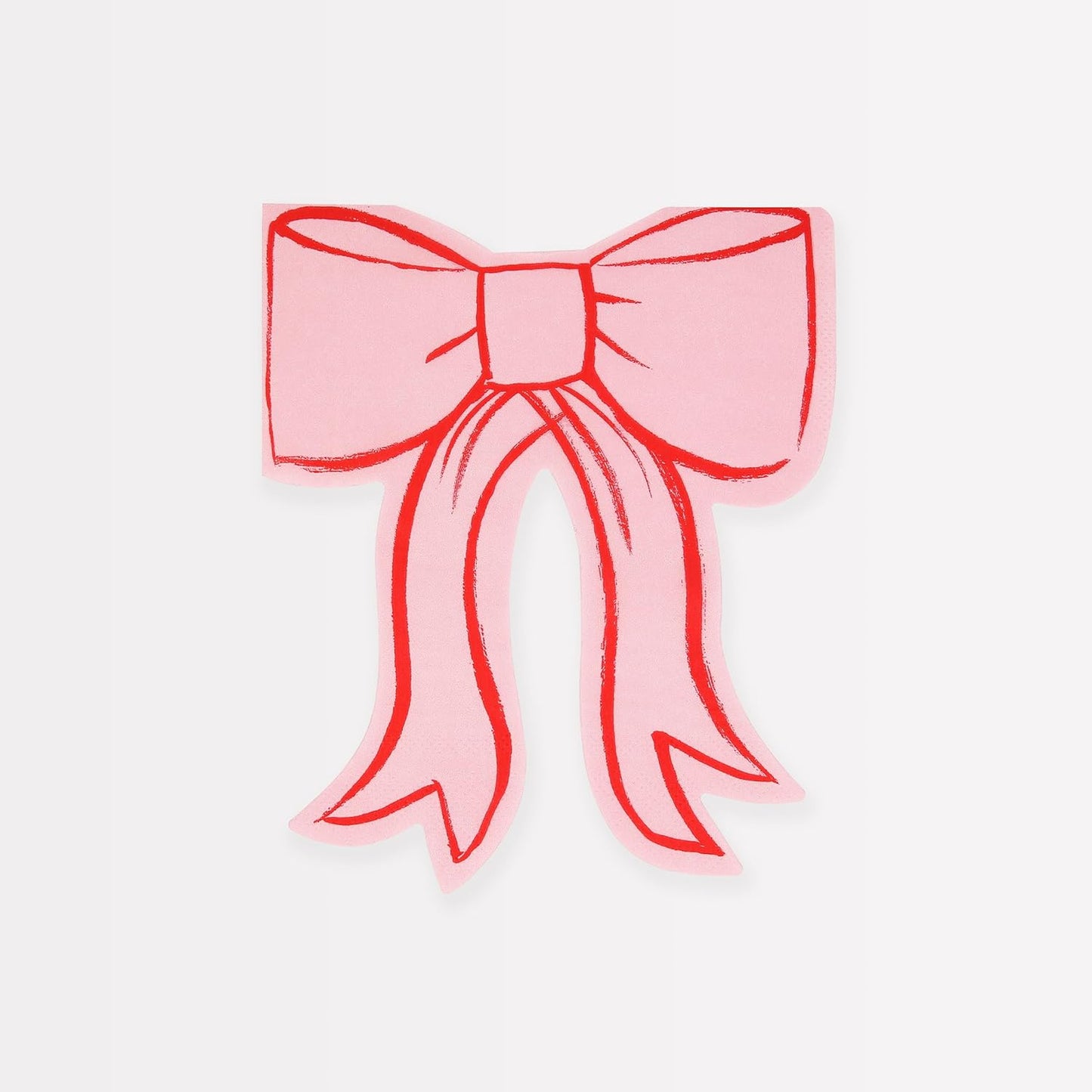 Meri Meri Bow Party Napkins (pack of 16), Disposable Paper Napkins, Thick & Absorbent 3-Ply Paper for Baby Shower and Bridal Showers, Pink & Red, Kids & Adults, 5.25 x 6.5"