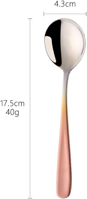 Bouillon Spoon Sets, 7-Inch Round Soup Spoons, Stainless Steel Finished Table Dinner Spoons (Gradient Rose Gold)