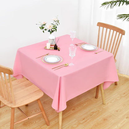 2 Pack 72x72 Inch Square Tablecloth Washable Pink Table Cloth