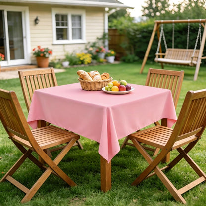 2 Pack 72x72 Inch Square Tablecloth Washable Pink Table Cloth