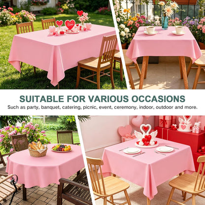 2 Pack 72x72 Inch Square Tablecloth Washable Pink Table Cloth