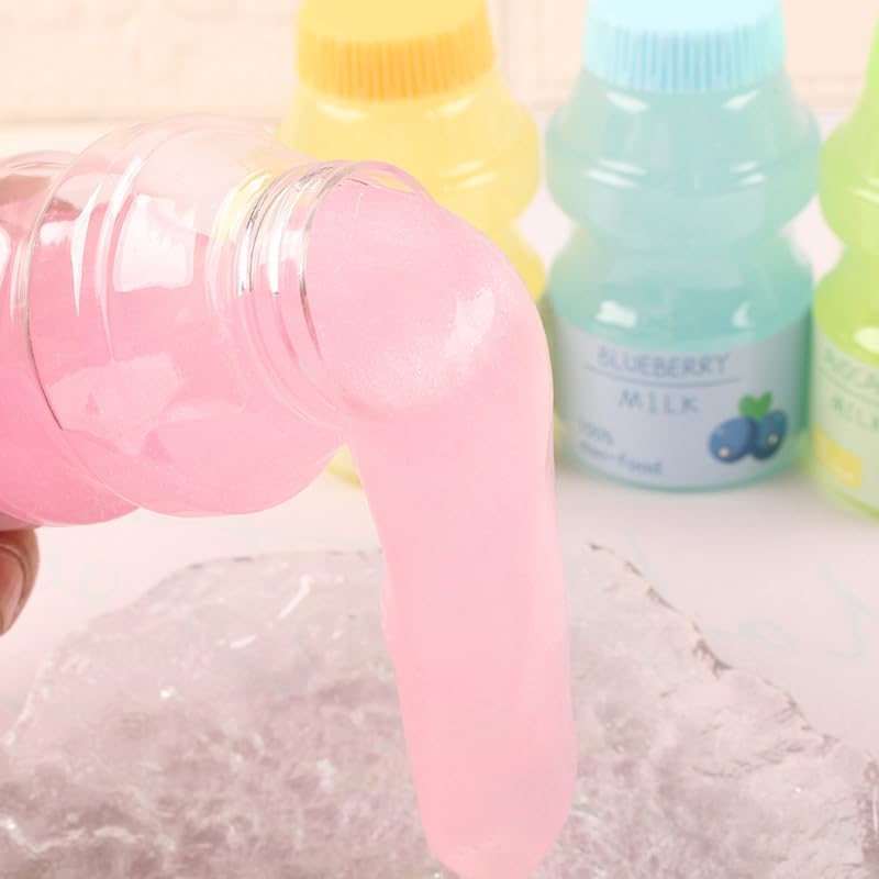 Clear Strawberry Jelly Slime - Fluffy, Stretchy, Crunchy Bubble Slime Soft Putty Stress Relief Toy Party Favors Super Light Favor Gift and Birthday (B-Pink)