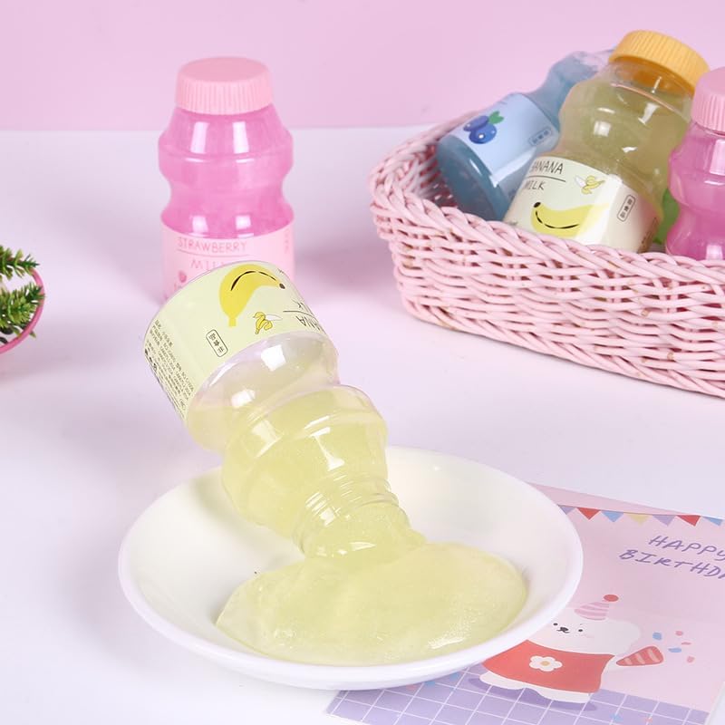 Clear Strawberry Jelly Slime - Fluffy, Stretchy, Crunchy Bubble Slime Soft Putty Stress Relief Toy Party Favors Super Light Favor Gift and Birthday (B-Pink)
